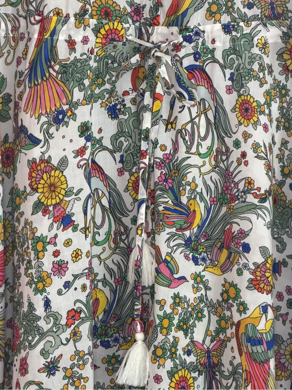 Tory Burch Promised Land Cotton Maxi Shirt Dress Pockets | S Bird Floral Print - Picture 5 of 7